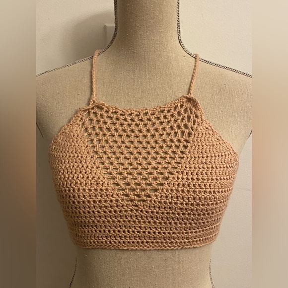 Wishlist Crop Top Crochet Dusty Rose SMALL - Picture 2 of 7